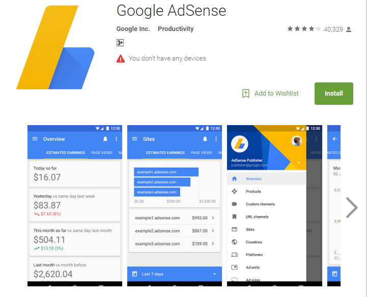 google-adsence application